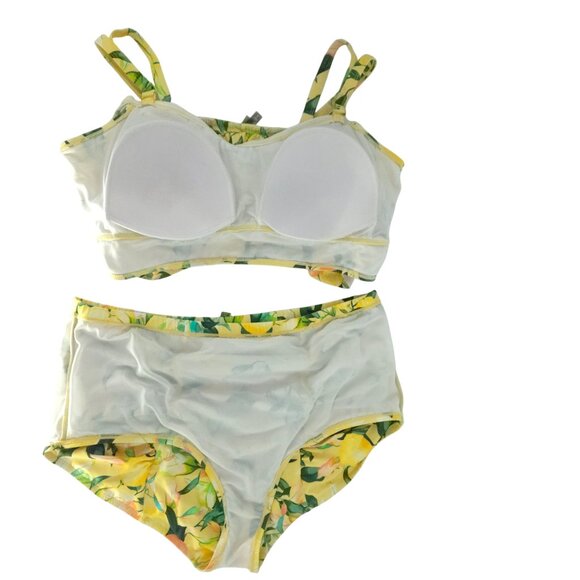 torrid Off Shoulder Ruffle Bikini Set Lemon Swim Suit Modest Plus Yellow UPF 3X - Picture 10 of 16